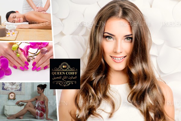 Coloration + Mèches + Coupe + Brushing + Epilation visage, sourcils + 2 Poses vernis + Hammam + Gommage + Enveloppement henna café + Massage humide