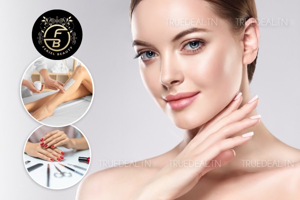 Soin de visage spécifique + Epilation jambes complètes, bras complètes, aisselles + Soin des mains + Pose vernis permanent + Brushing