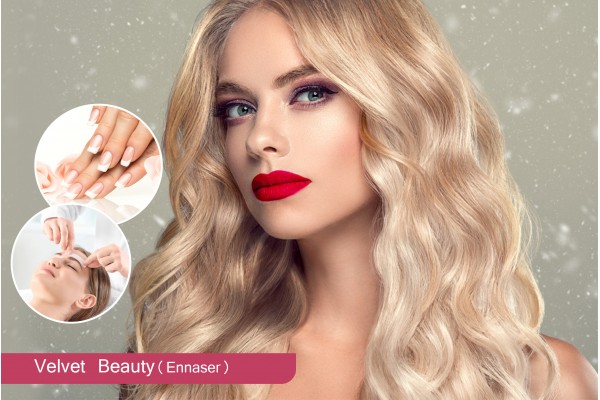 Coloration ou Mèches+Brushing+Epilation Vusage+Epilation Sourcils+Pose vernis permanent