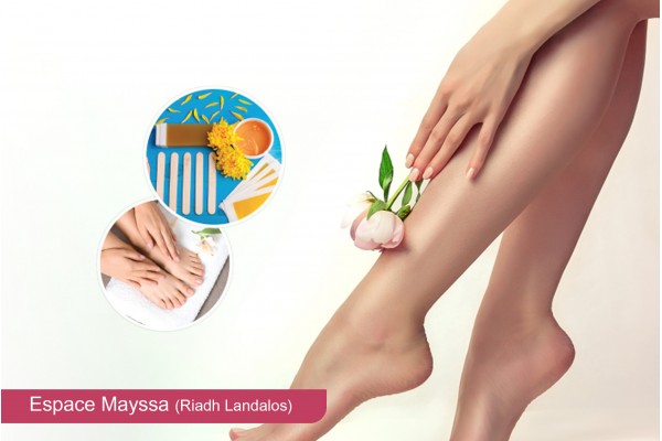 Epilation jambes complètes, bras complètes, aisselles, visage, sourcils, soin des mains+pieds+2 poses vernis permanent