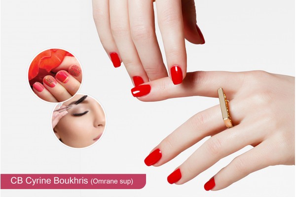 Faux ongles (Capsule) + Gel + Pose vernis permanent+Design+Epilation sourcils+Brushing