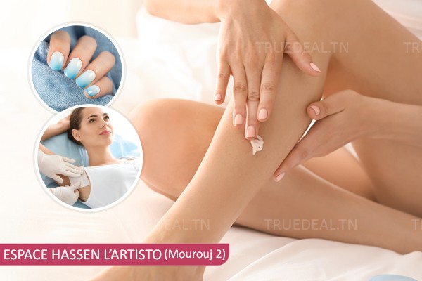 Epilation jambes Complètes+ Bras complètes+Aisselles+Visage+Brushing+Soin des Mains+Pose Vernis Permanent