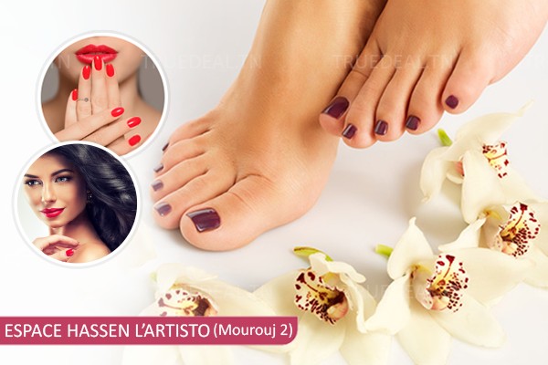 Soin Des Mains+ Soin Des Pieds+ 2 Poses Vernis Permanent +Brushing