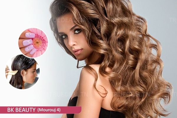 Coloration +Coupe +Brushing+Soin Capillaire+Epilation Sourcils+ Epilation Lèvre Supérieure + Soin des Mains+Pose Vernis Permanent