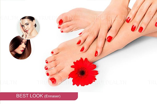 Soin des Mains + Soin des Pieds + 2 Poses Vernis Permanent + Epilation Visage + Epilation Sourcils +Brushing